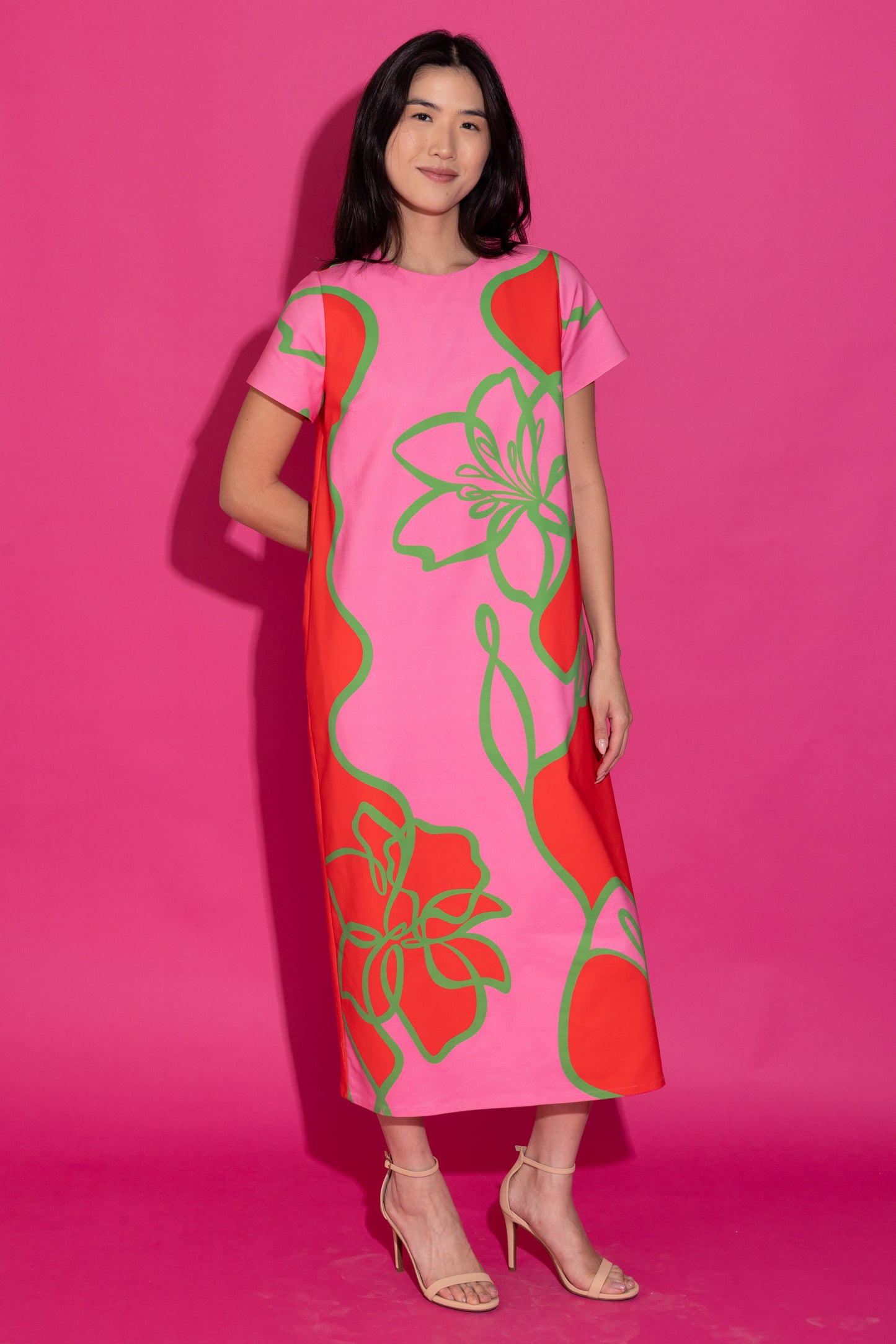 Elliot Dress - Fuchsia Outline