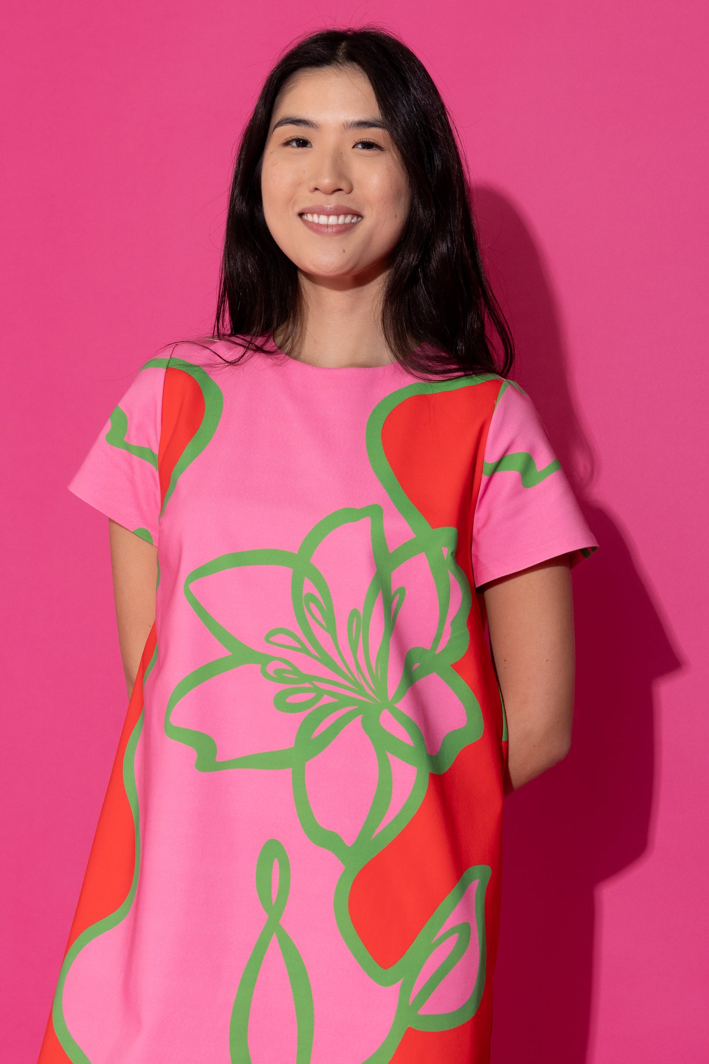 Elliot Dress - Fuchsia Outline