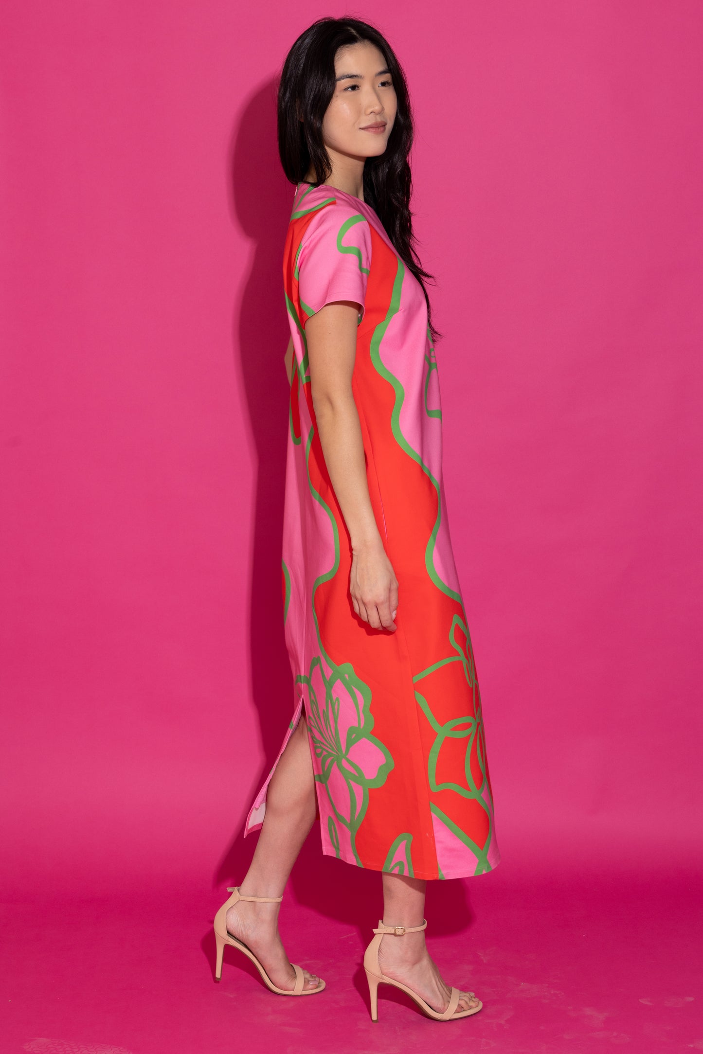 Elliot Dress - Fuchsia Outline
