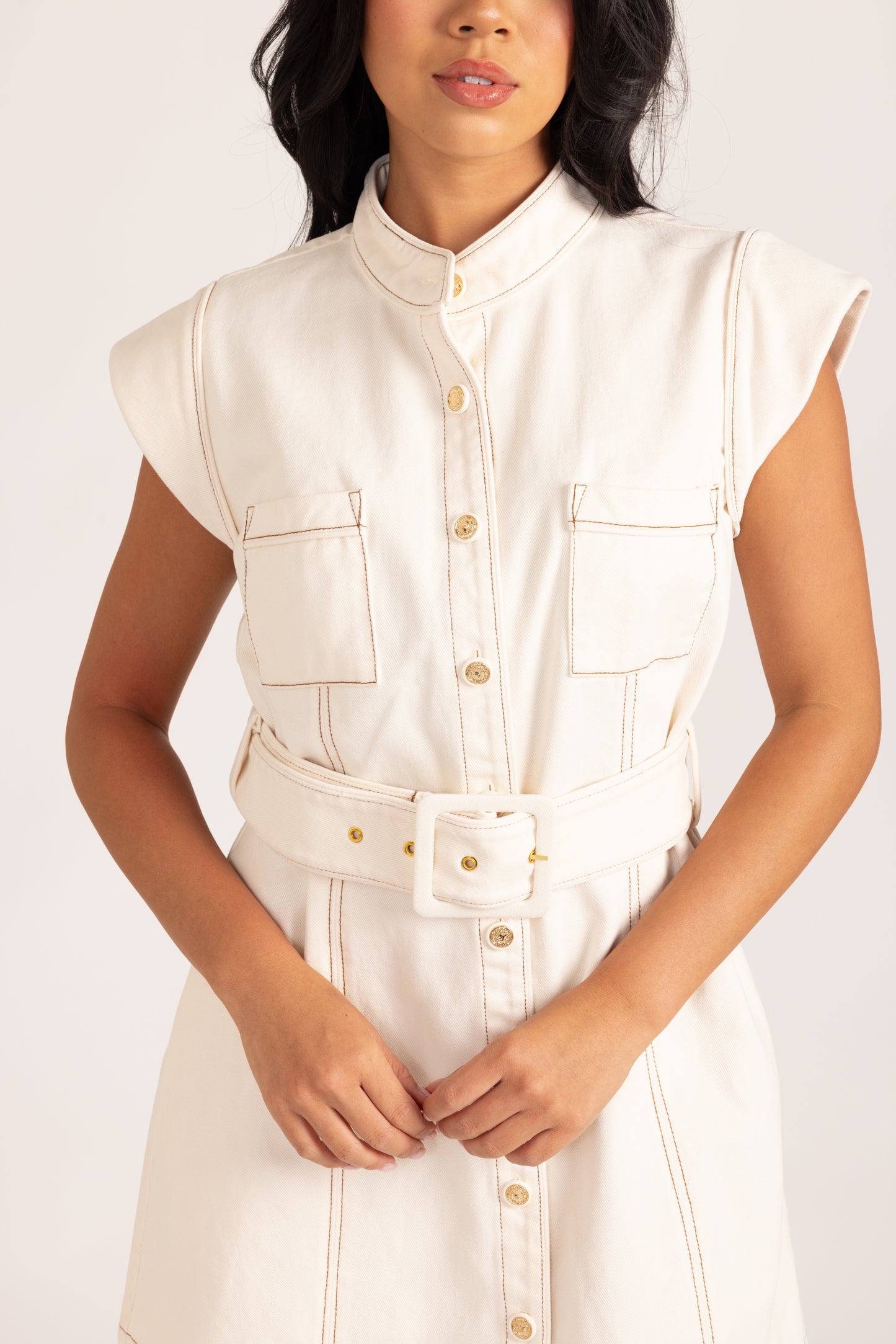 Suzie Dress - Ivory Denim