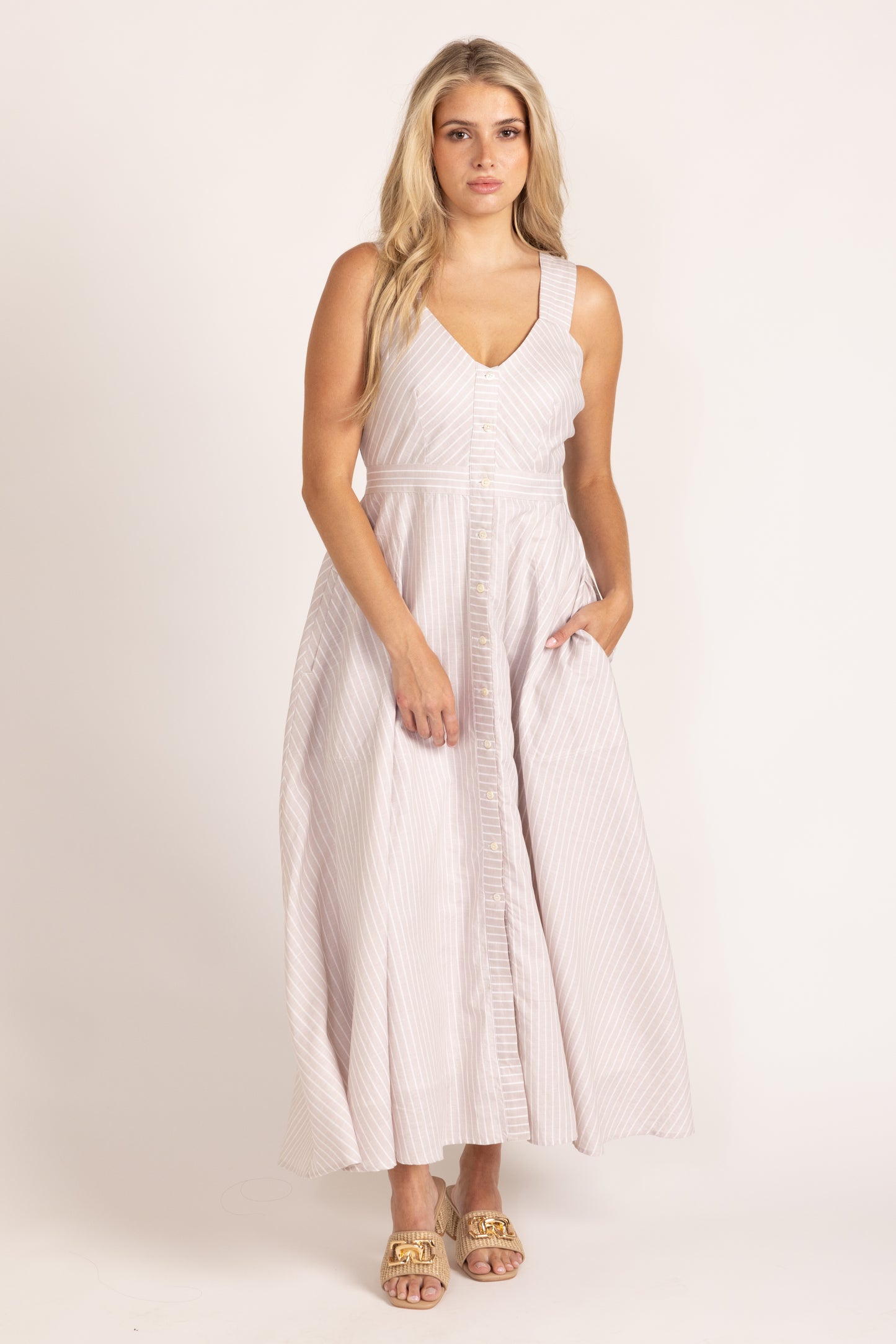 Florence Dress - Sand Ticking