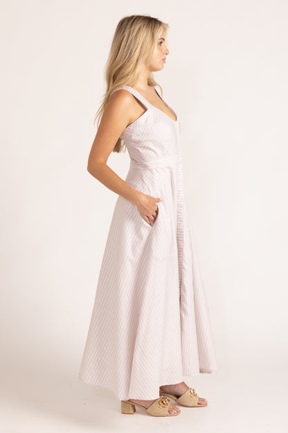 Florence Dress - Sand Ticking
