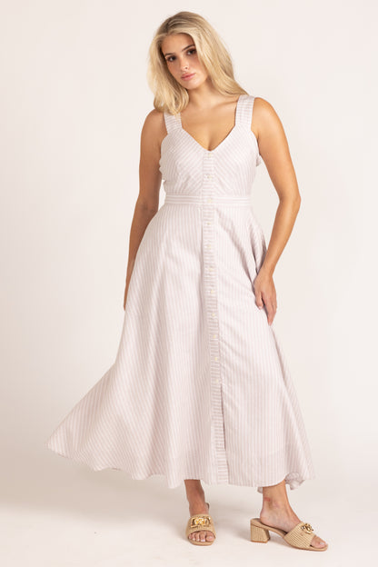 Florence Dress - Sand Ticking