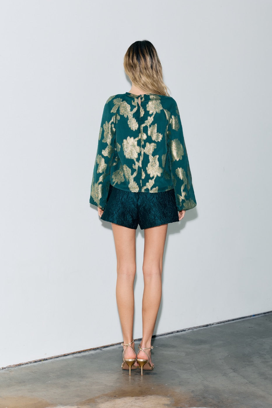 Giulia Metallic Jacquard Chiffon Blouse