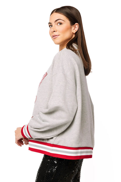 Queen of Sparkles Licensed Alabama Grey Gingham Mascot Mock Neck Sweatshirt