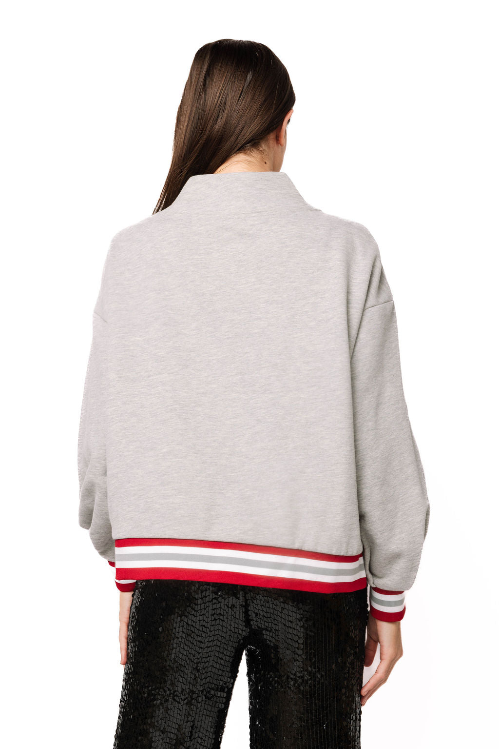 Queen of Sparkles Licensed Alabama Grey Gingham Mascot Mock Neck Sweatshirt