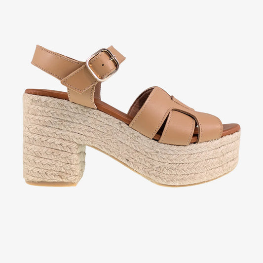 Nadia Heeled Espadrille Sandal - Tan