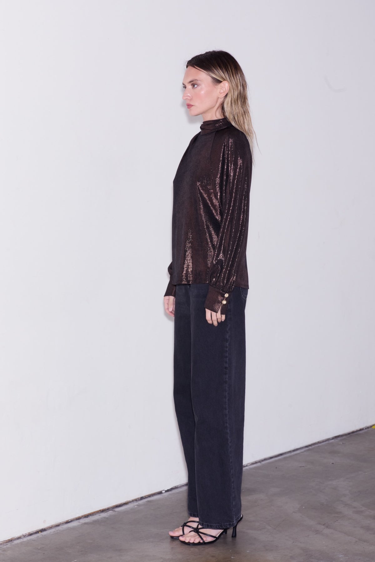 Jaci Shoulder Button Long Sleeve Blouse