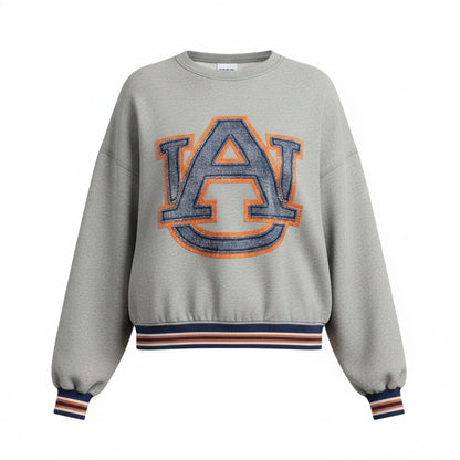 Queen of Sparkles Licensed Auburn Grey Gingham Mascot Mock Neck Sweatshirt