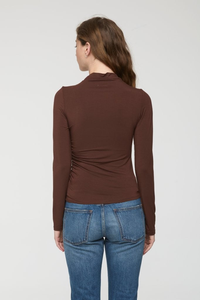 NATHALIA LONG SLEEVE DRAPED MOCK NECK