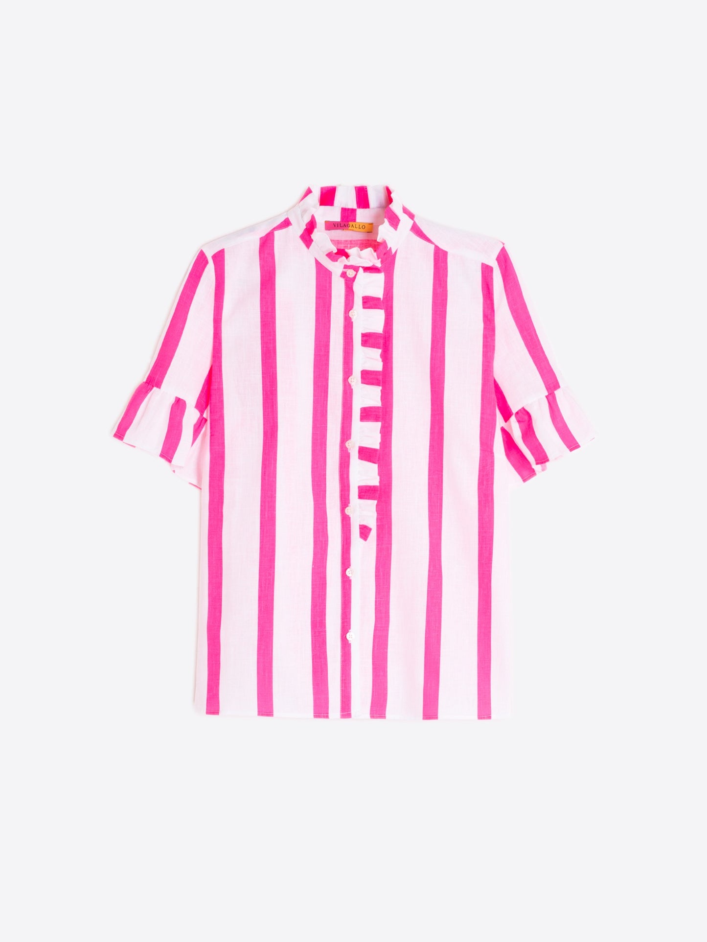 Striped Shirt with Ruffle Detail - Pink