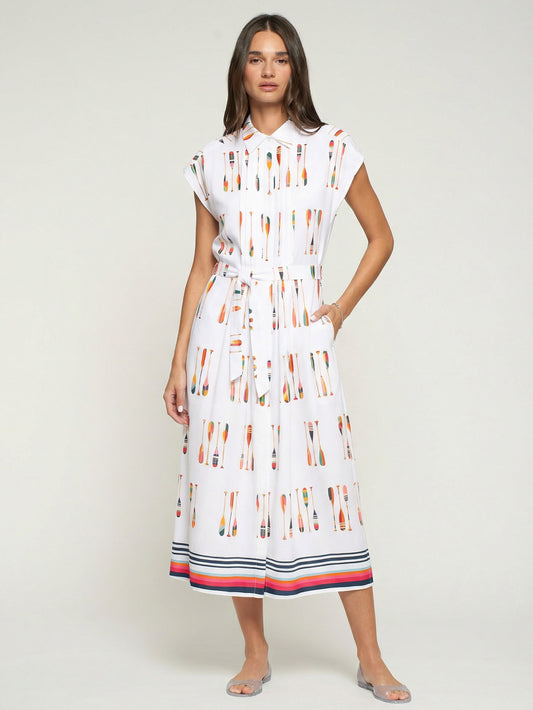 Oar Midi Dress - White/Multi