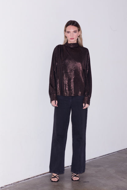 Jaci Shoulder Button Long Sleeve Blouse