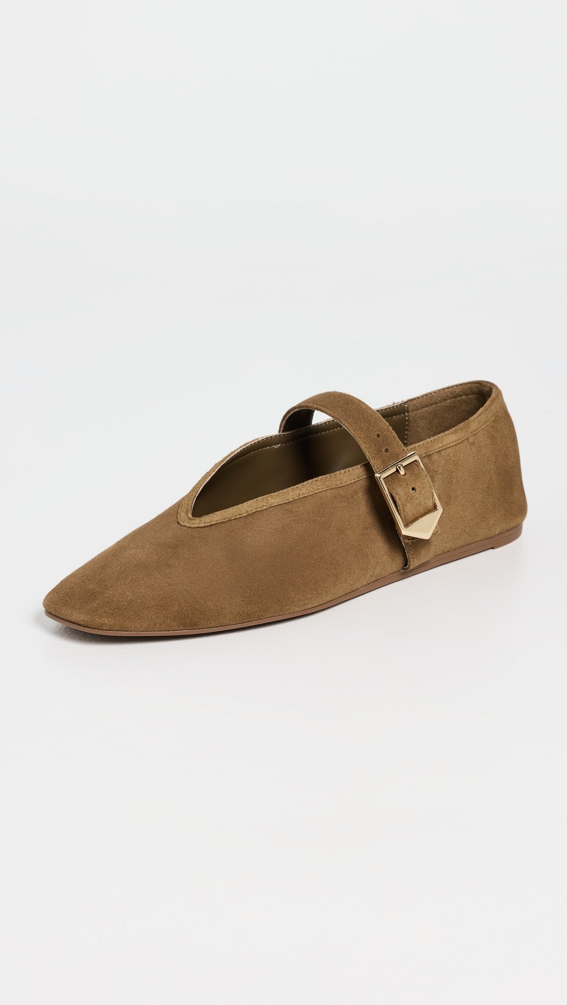 Vick Buckle Ballet Flat Shoe - Dried Olive Suede