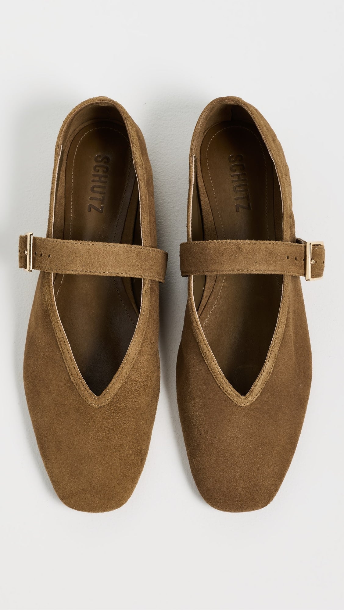 Vick Buckle Ballet Flat Shoe - Dried Olive Suede