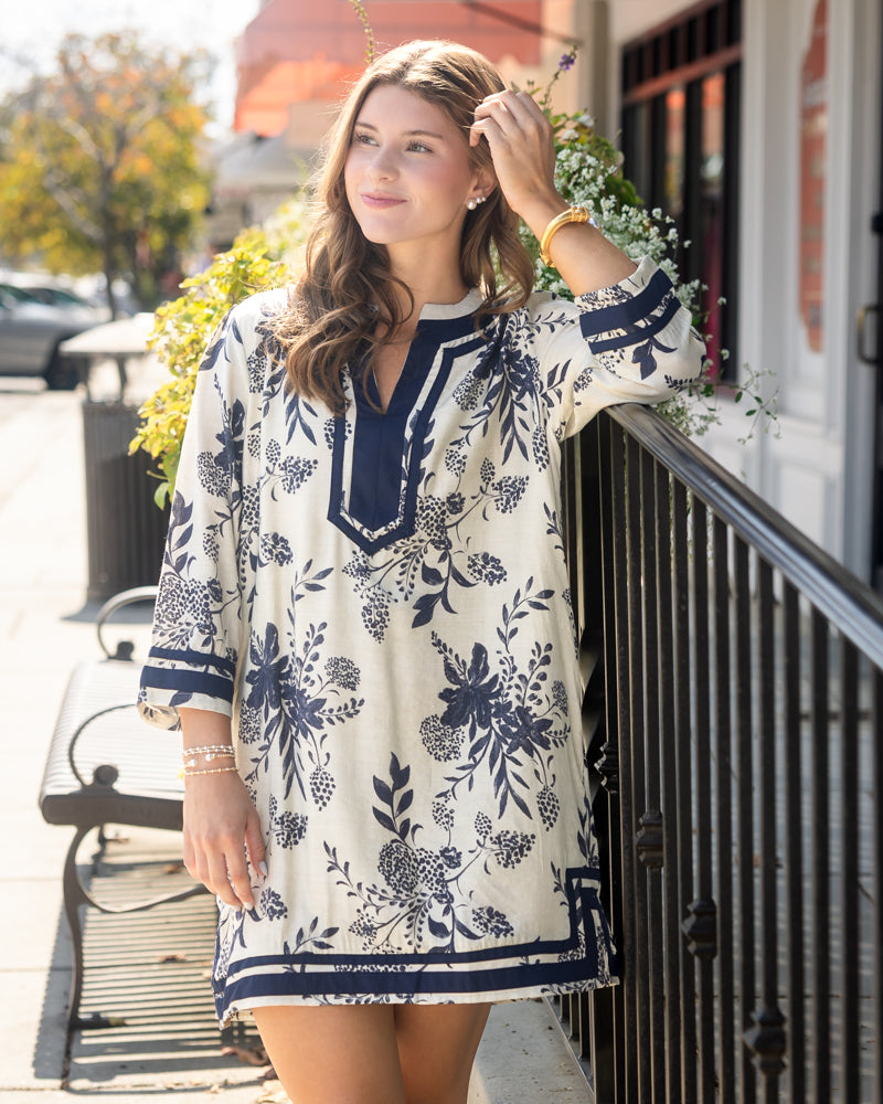 Floral Print Dress - Dark Navy