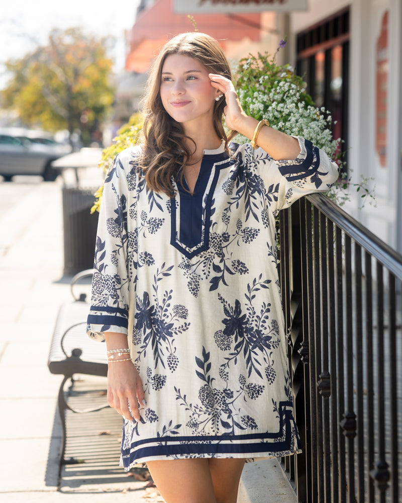 Floral Print Dress - Dark Navy