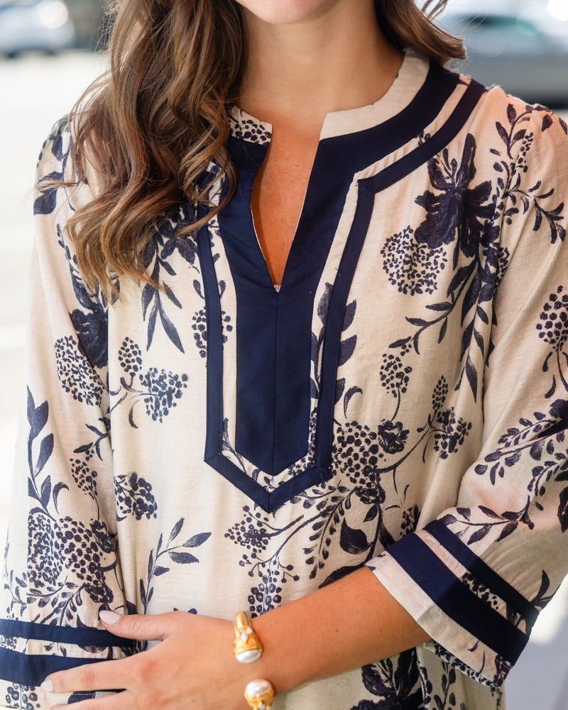 Floral Print Dress - Dark Navy