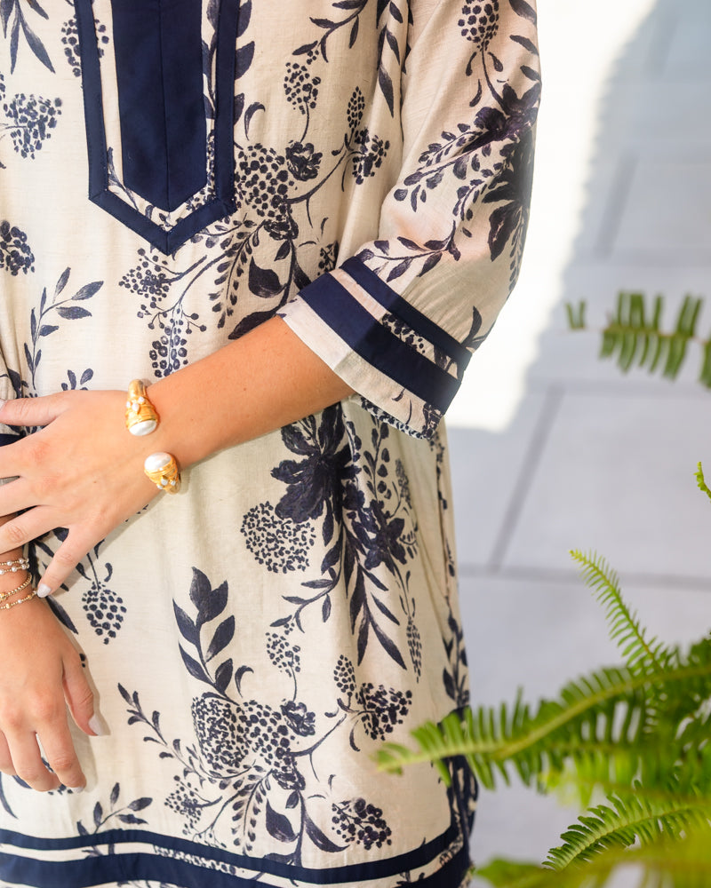 Floral Print Dress - Dark Navy