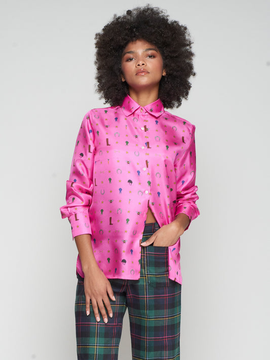 Mariela Shirt - Pink Equestrian Print