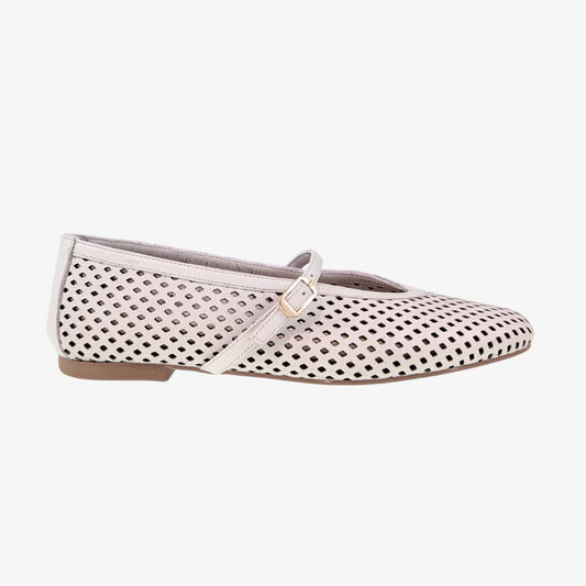 Sian Flat Shoe - Off White Leather