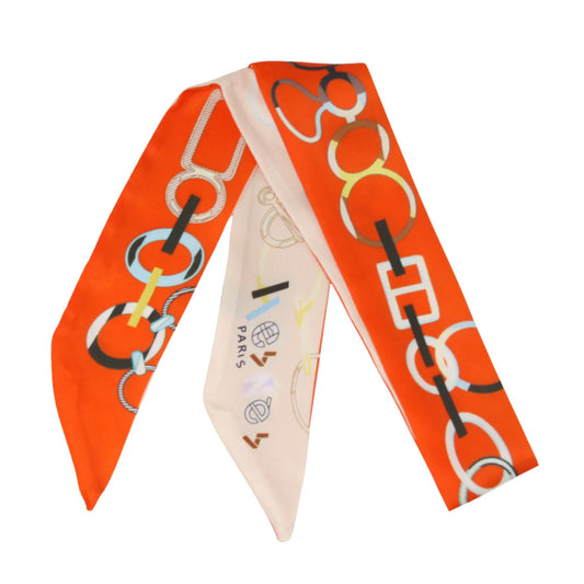 Colorful Circle Chain Twilly Scarf - Orange