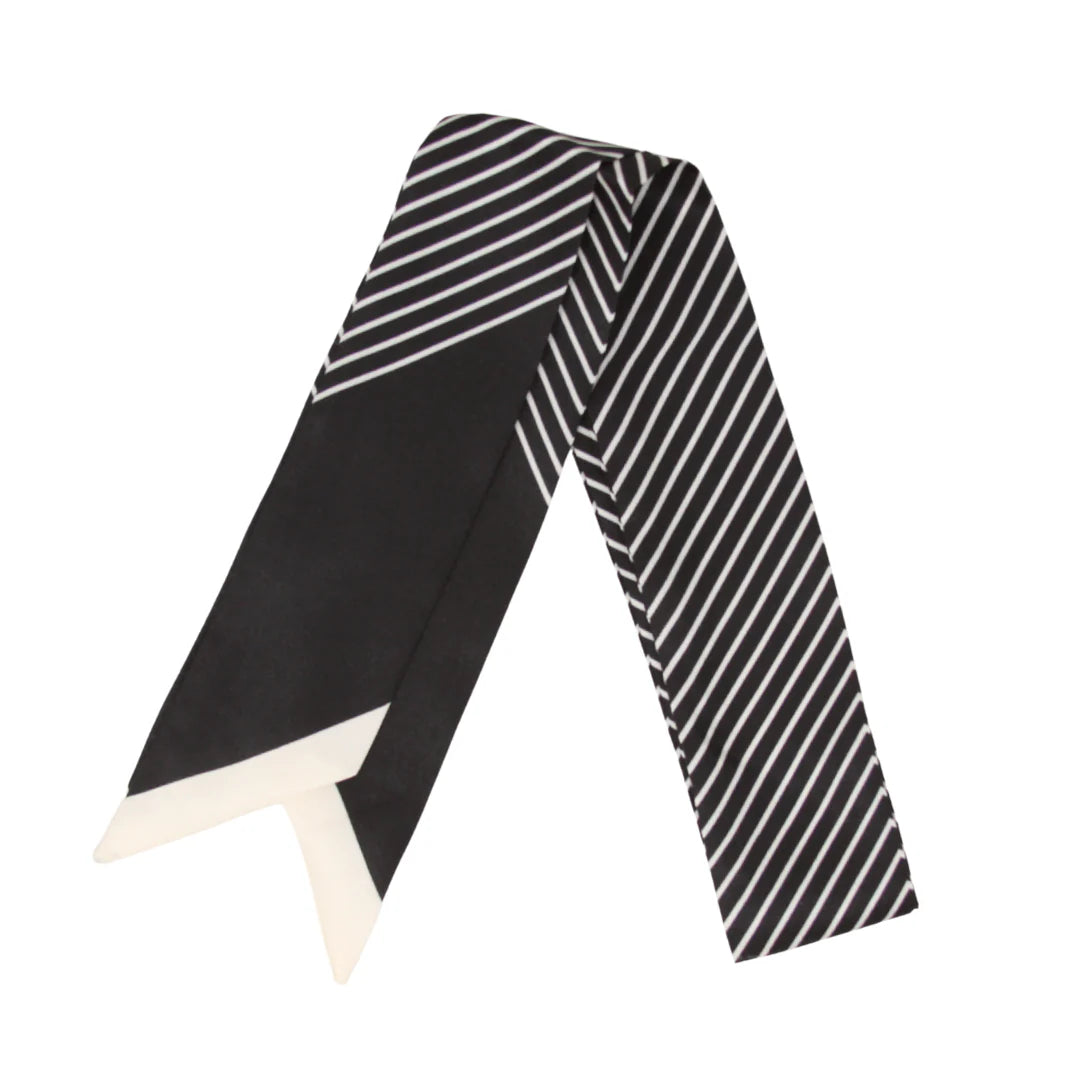Diagonal Stripe Twilly Scarf - Black/White