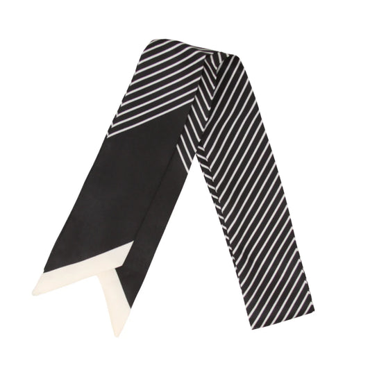 Diagonal Stripe Twilly Scarf - Black/White