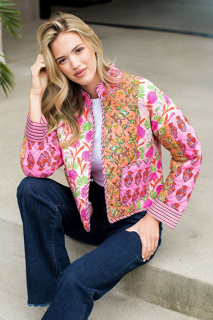 Patchwork Quilted Jacket - Pink