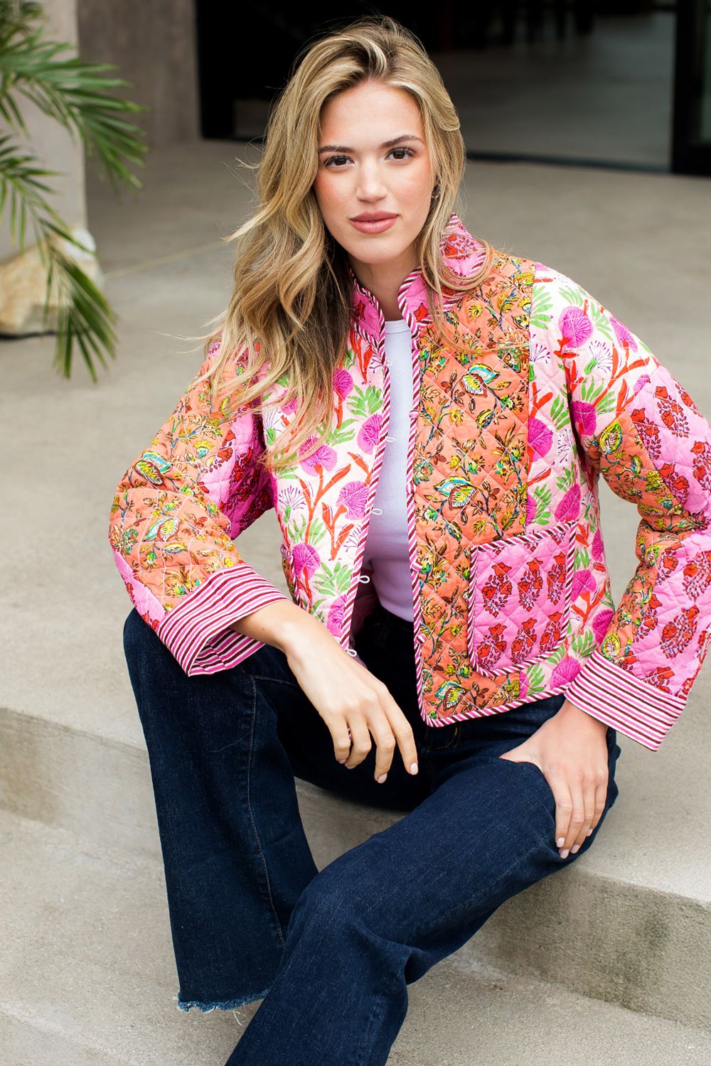 Patchwork Quilted Jacket - Pink