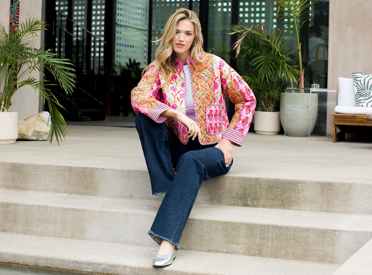 Patchwork Quilted Jacket - Pink