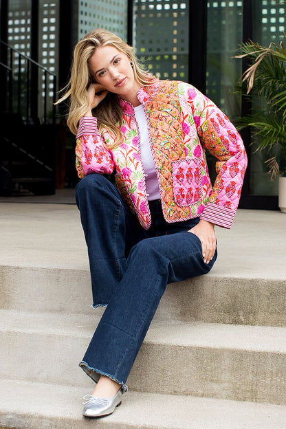 Patchwork Quilted Jacket - Pink