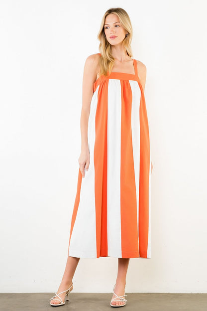 Stripes Midi Dress - Red