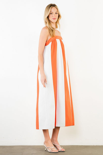 Stripes Midi Dress - Red