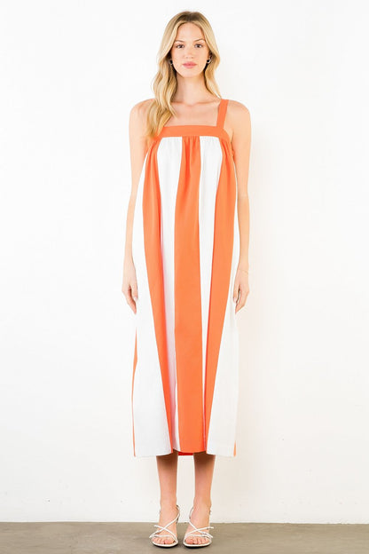 Stripes Midi Dress - Red