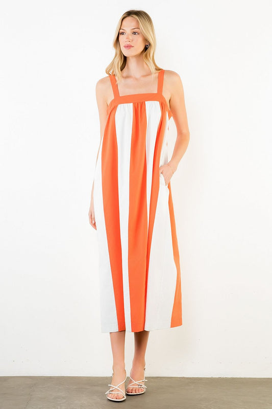 Stripes Midi Dress - Red