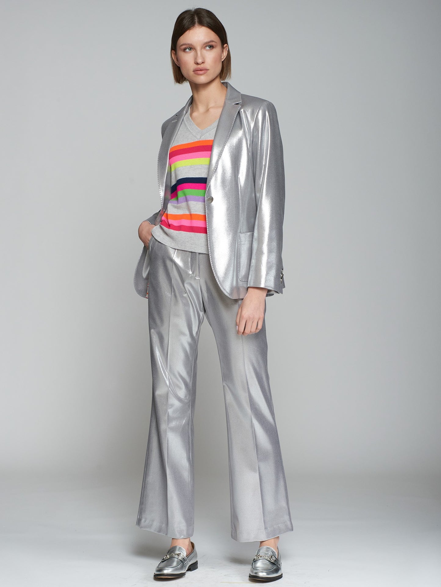 Veronica Metallic Silver Pants