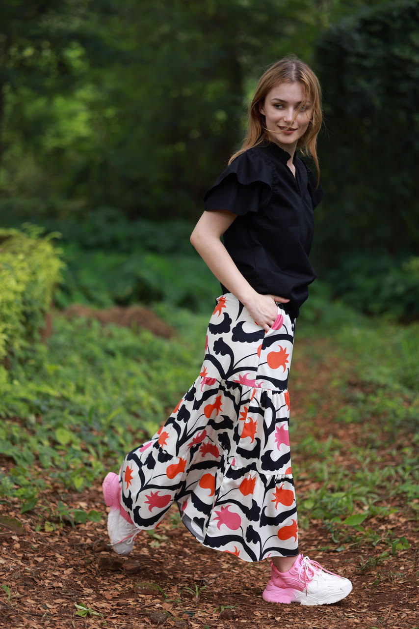 Kazakh Tulips Maxi Skirt