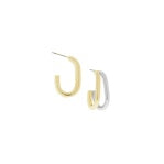 Double Paperclip Post Hoop Earring - Gold/Silver