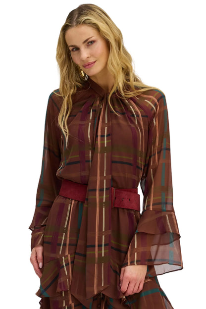 Valentine Blouse - Brown Plaid