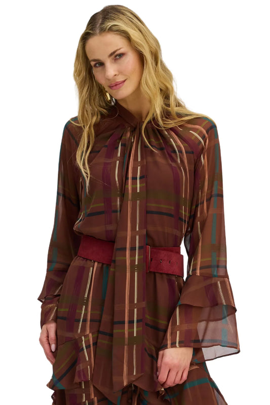 Valentine Blouse - Brown Plaid