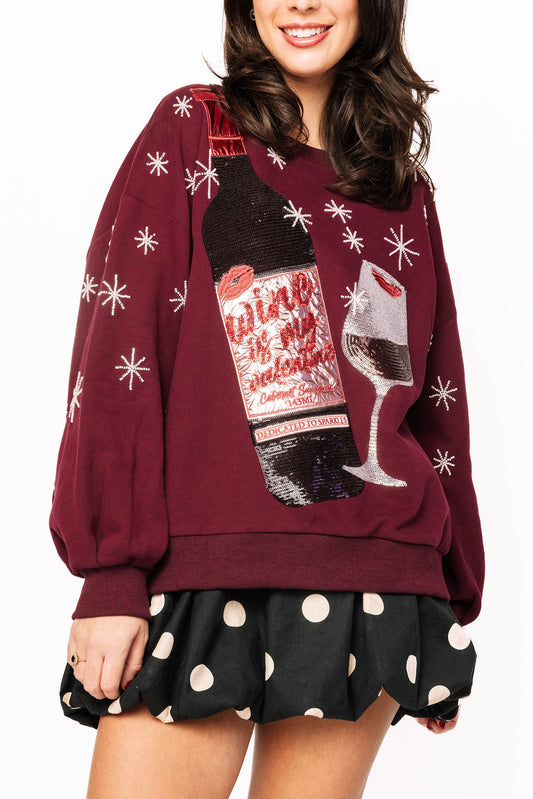 Queen of Sparkles Maroon Wine Is My Valentine Sweatshirt