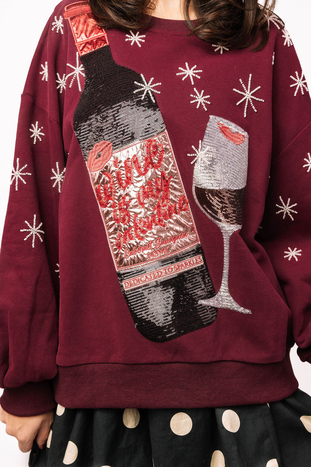 Queen of Sparkles Maroon Wine Is My Valentine Sweatshirt
