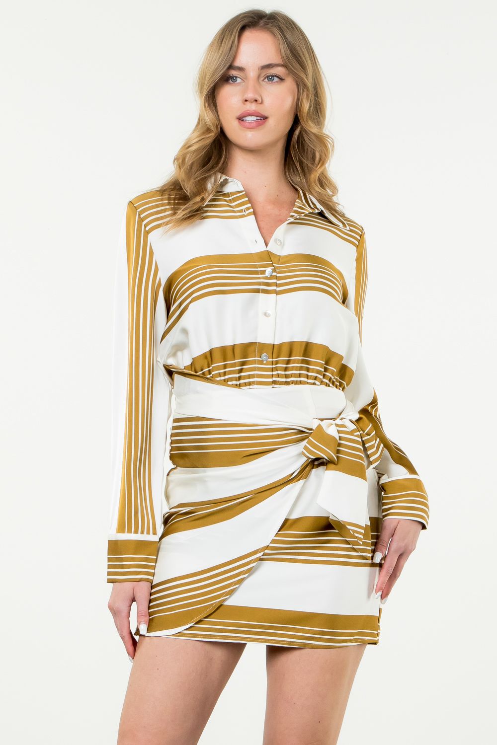 Long Sleeve Striped Mini Dress