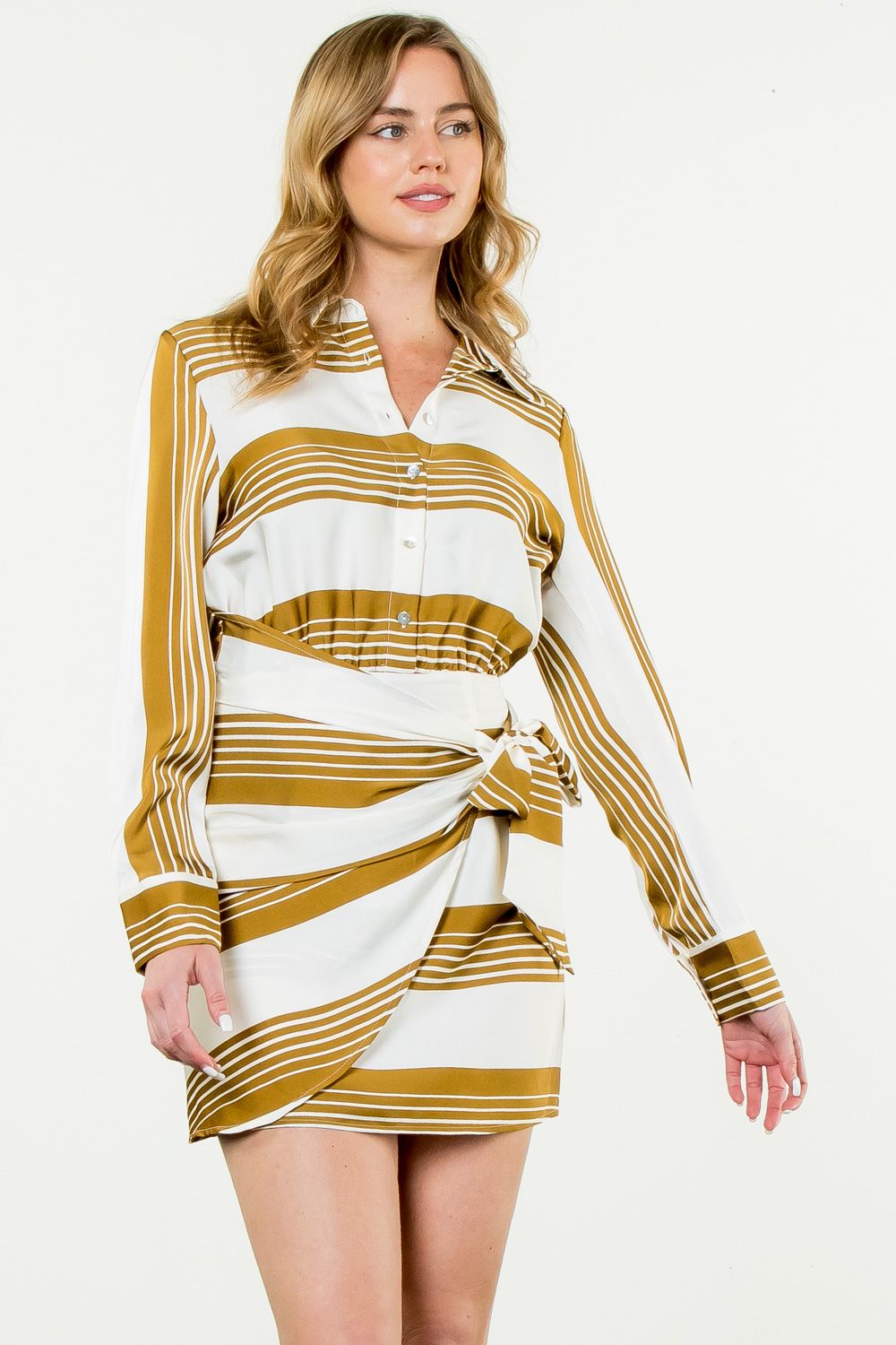 Long Sleeve Striped Mini Dress