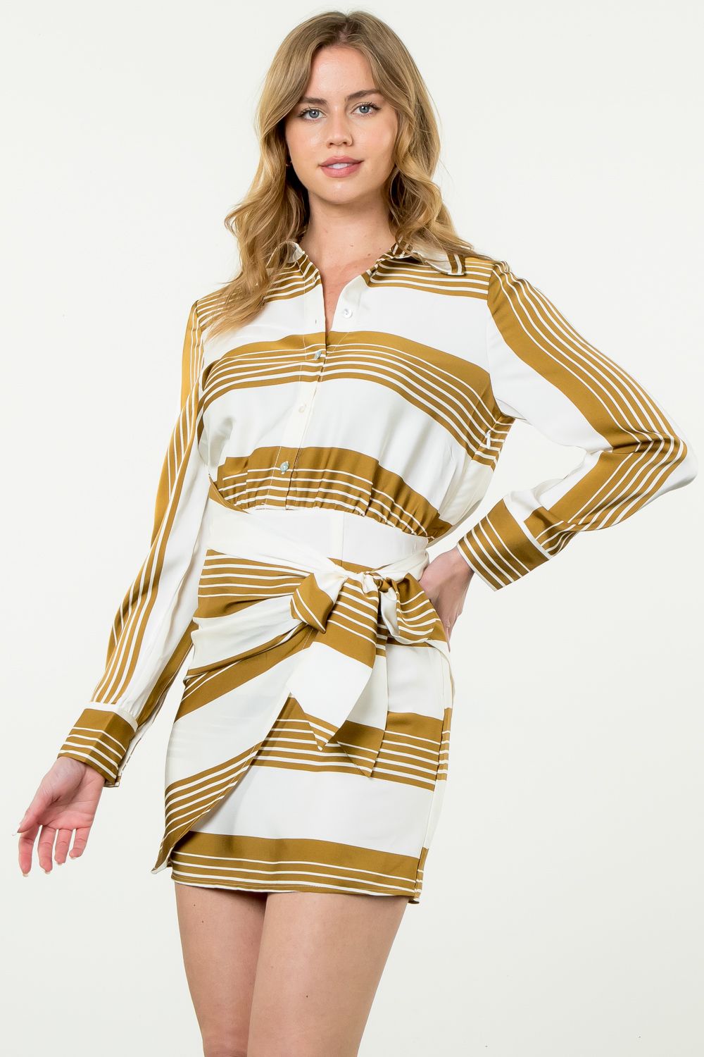 Long Sleeve Striped Mini Dress