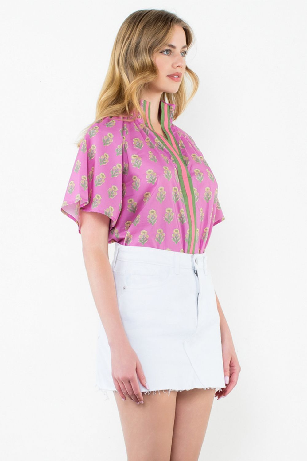 Flower Print Top - Purple