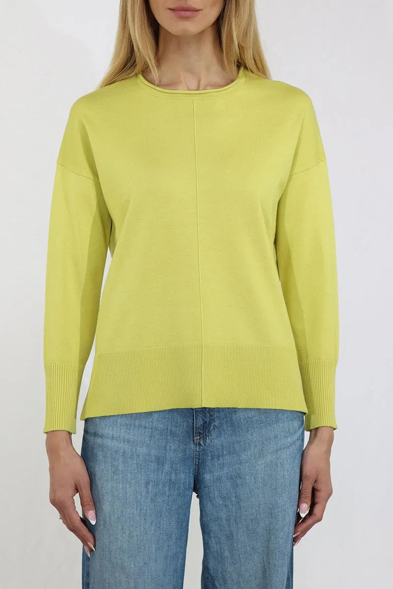 Oversized Pullover with Roll Neck Edge Trim - Yellow Plum