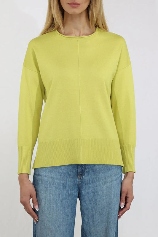 Oversized Pullover with Roll Neck Edge Trim - Yellow Plum